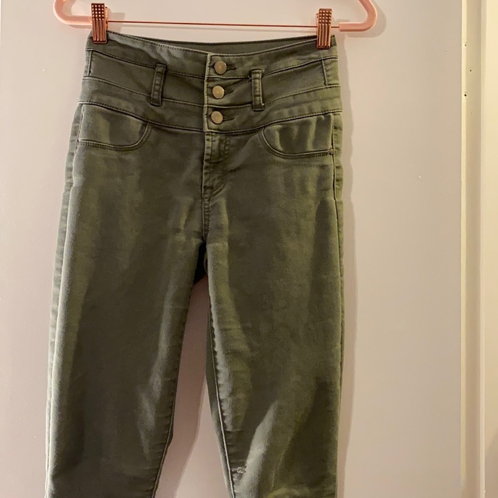Olive green refuge jeans from Charlotte Russe.